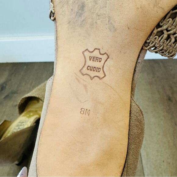 Nine West 80s vintage tan woven toe suade back Heels woman’s 8 - Picture 10 of 11